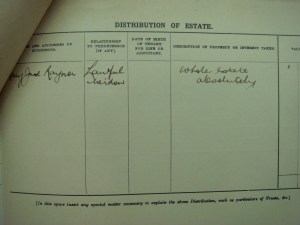 Estate docs - distribution of estate