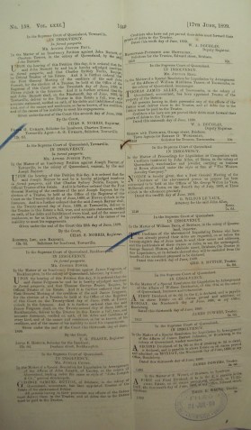 Gazettal notice of insolvency