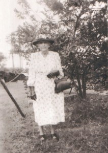 Backyard of her home. Circa 1940s?