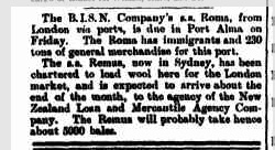 Morning Bulletin 17Dec1891 -SS Roma