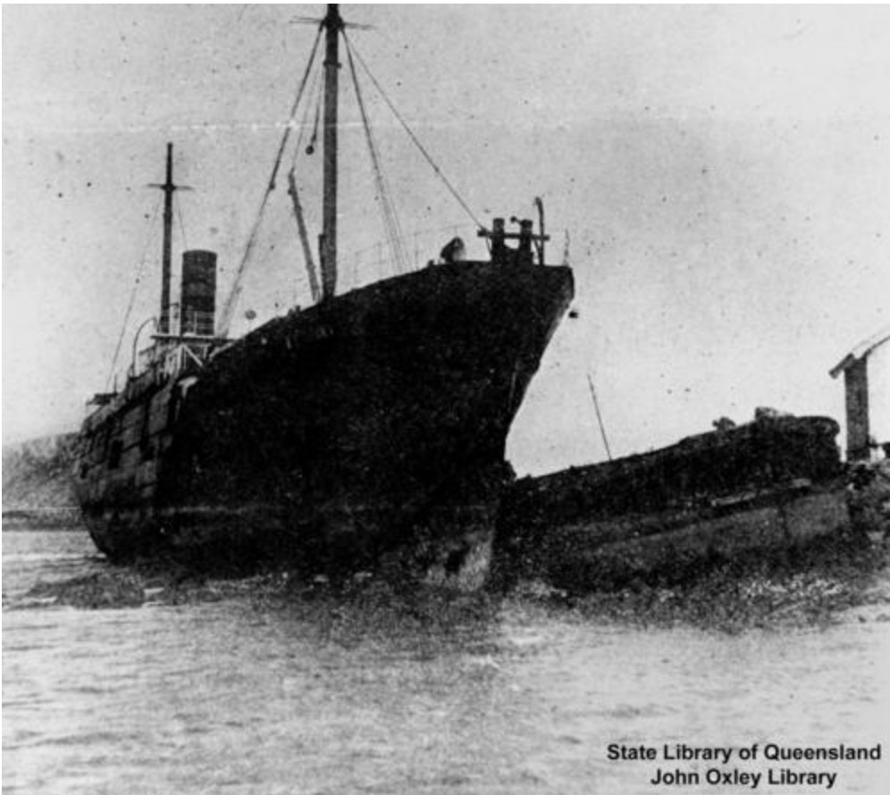 Steamer Alexandra blown on rocks after Leonta